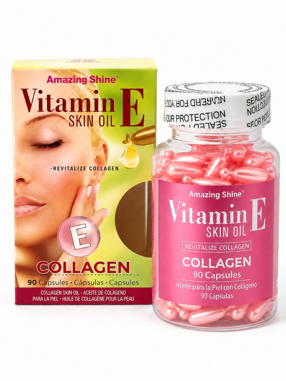 Amazing Shine Vitamin E Skin Oil Collagen Capsules - Pink